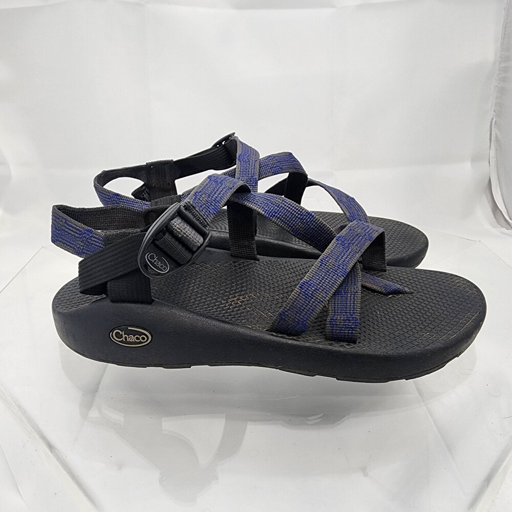 Chaco Z2 Hiking Sandals Shoes Men 10 Black Blue Strappy Comfort Outdoor Trail